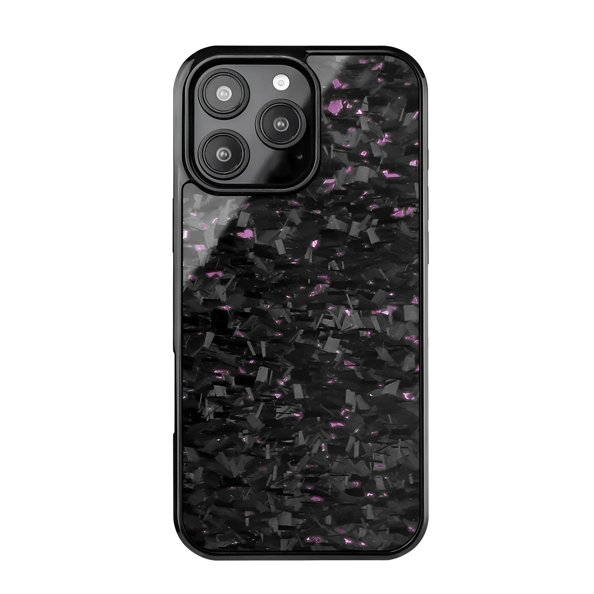 Carbon fiber magnetic forging twill phone case for iPhone 16 Pro Max, black, half-pack design with woven texture