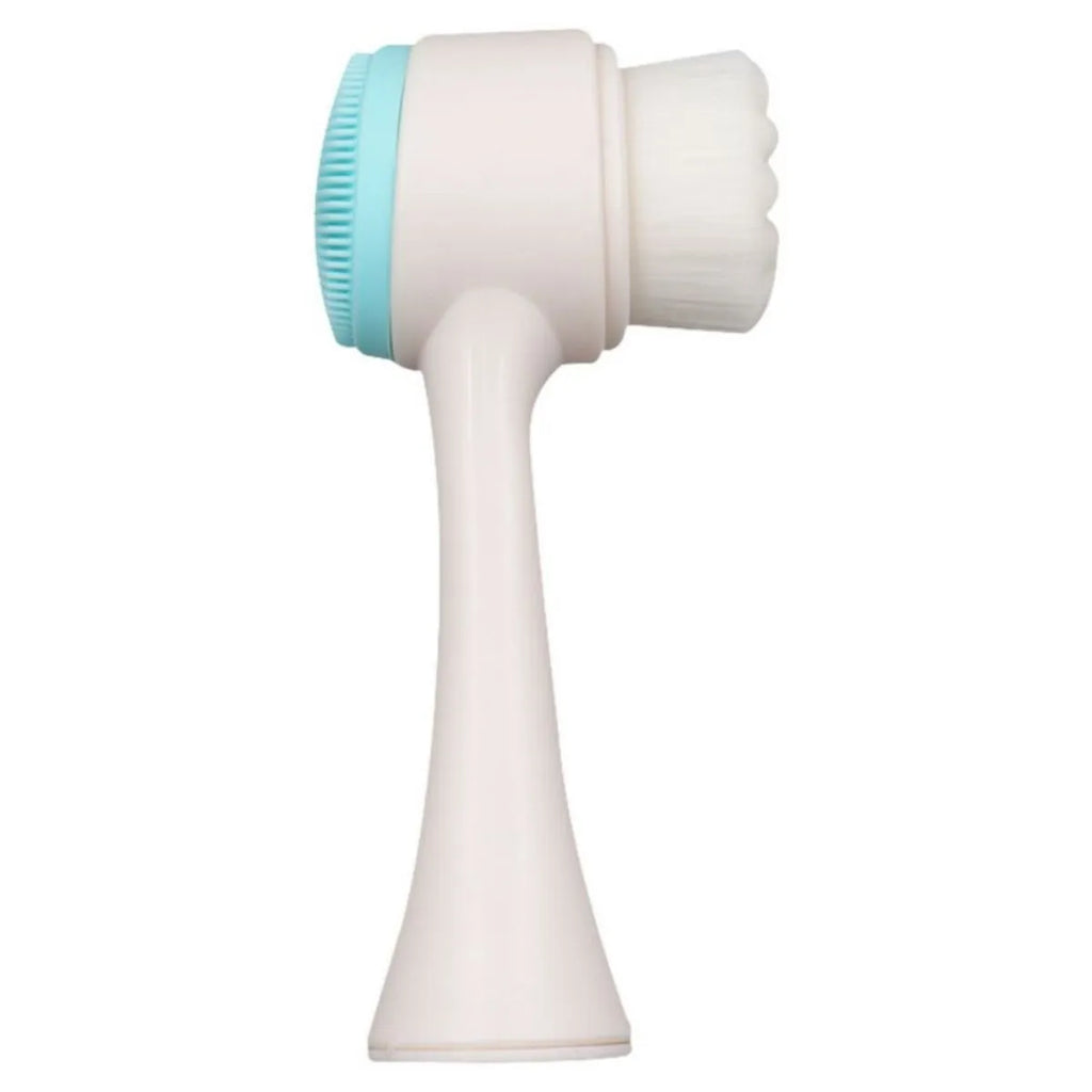 Blue and pink easy-clean nylon pet paw brush for dogs and cats on a white background.