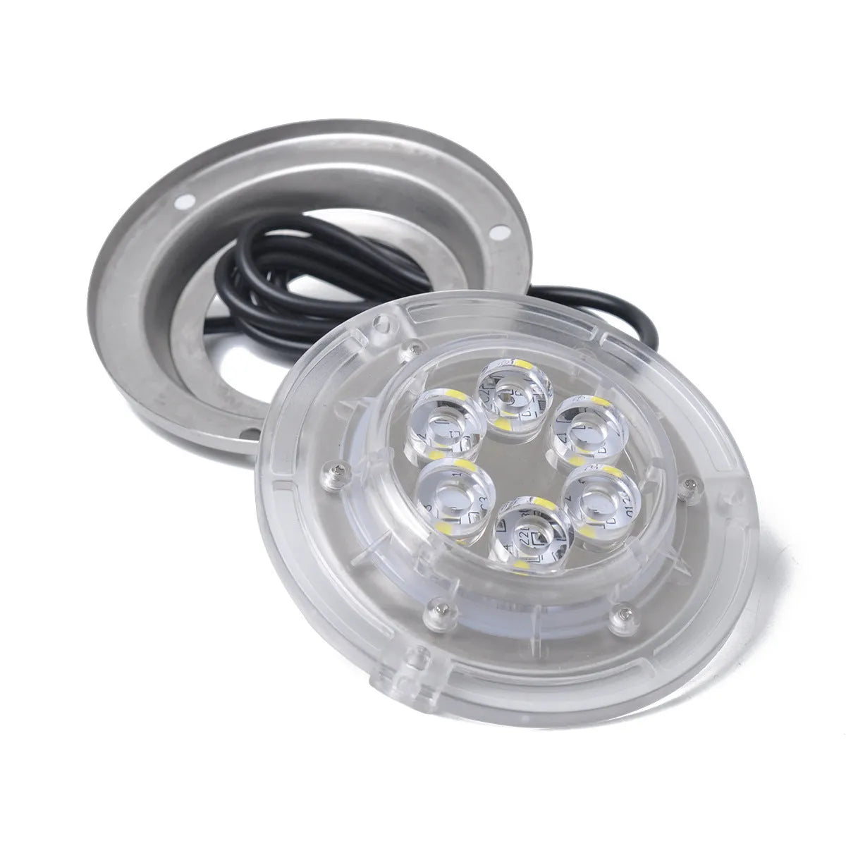 Stainless steel underwater light 12V 6 LED white IP68 marine boat yacht accessory 92.8mm diameter
