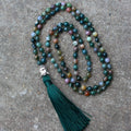 India agate beads necklace with 108 geometric 6mm beads for blessing and meditation use