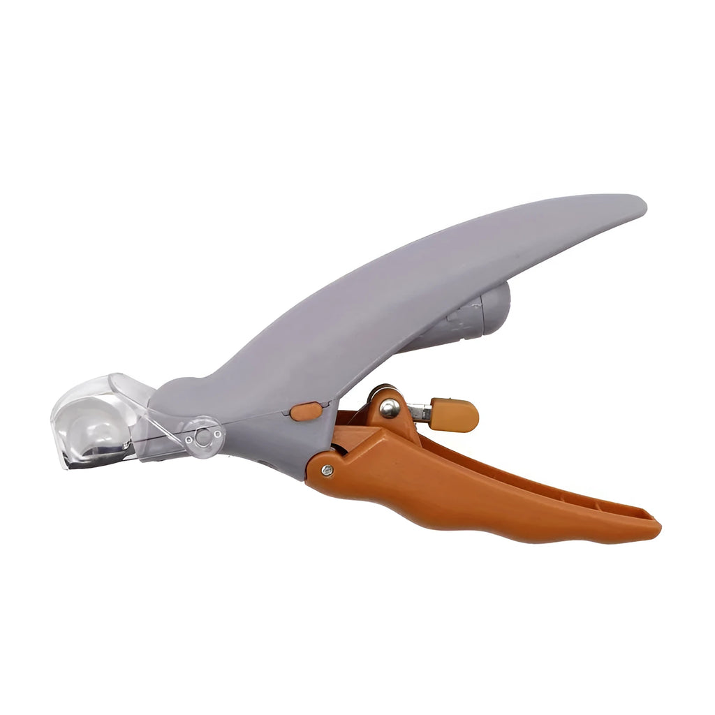 Yellow LED pet nail trimmer with magnifying glass and steel blades for trimming cat and dog nails