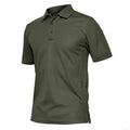 Men's short sleeve polo shirt in solid Black, Sapphire Blue or Army Green, cotton blend, S to XXL