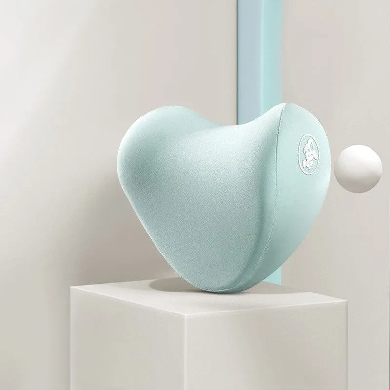 Heart-shaped memory foam car pillow set with headrest and lumbar support pillows in cotton covers