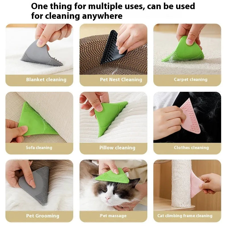 PTE pet hair scraper brush in four colours for pet grooming and clothing hair removal