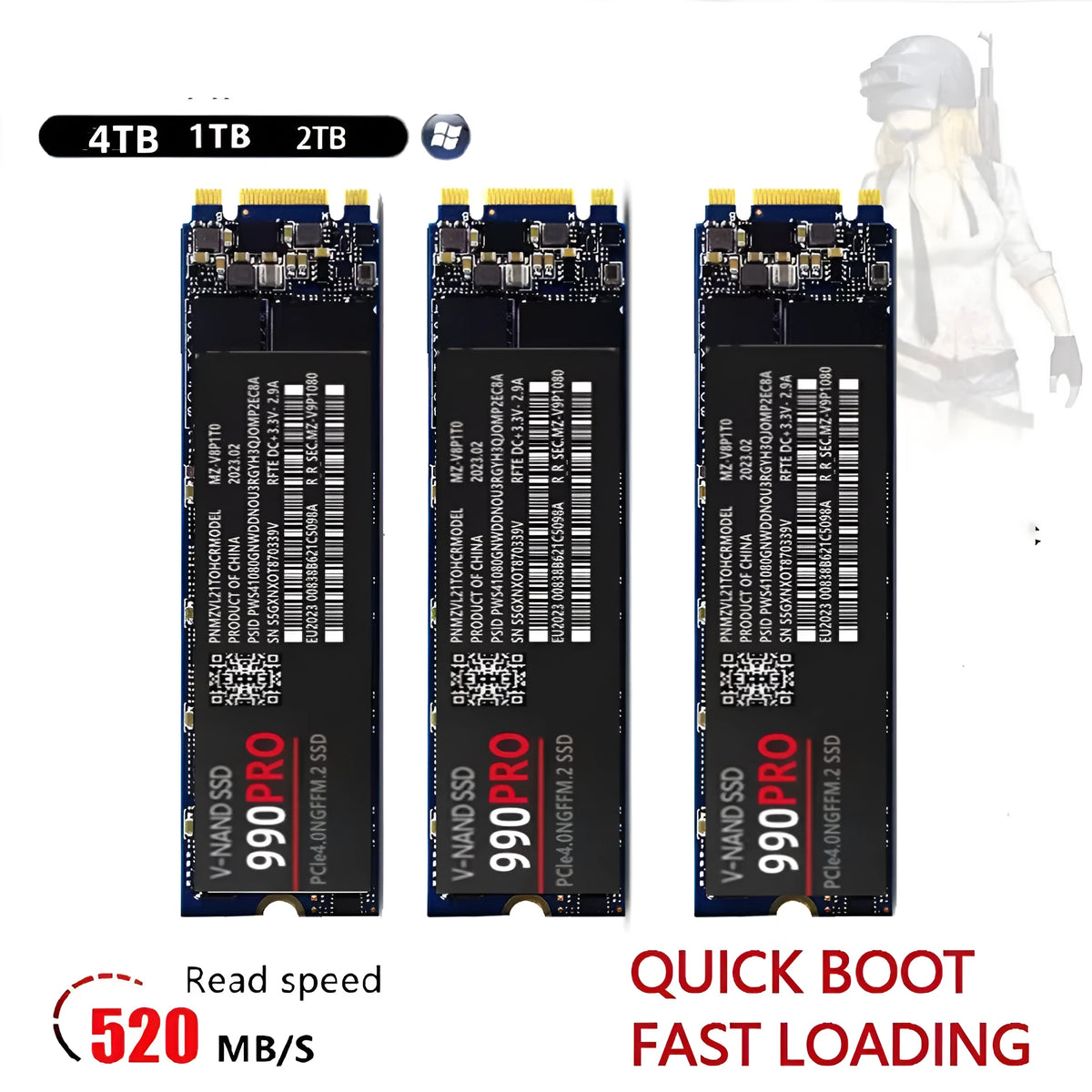 NVMe SSD 990pro 1-4TB PCI-E internal solid state drive 2280 form factor for home computers