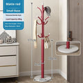Floor-standing metal coat rack in Black with vertical multiple hooks for bedroom or hallway use