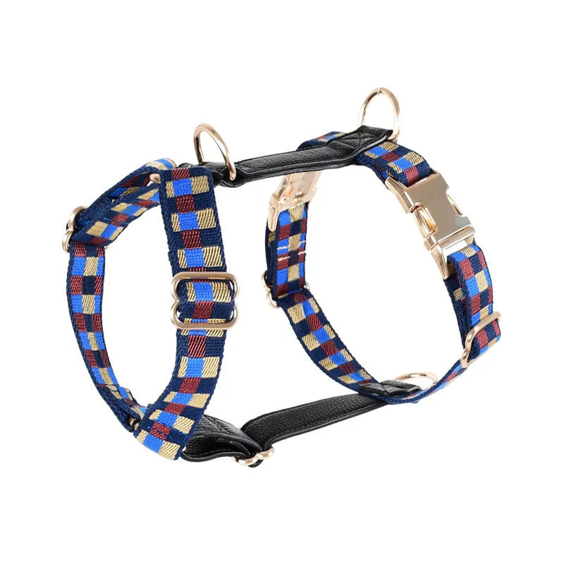 I-shaped pet dog chest harness traction rope in four colours with leather rib fibre construction