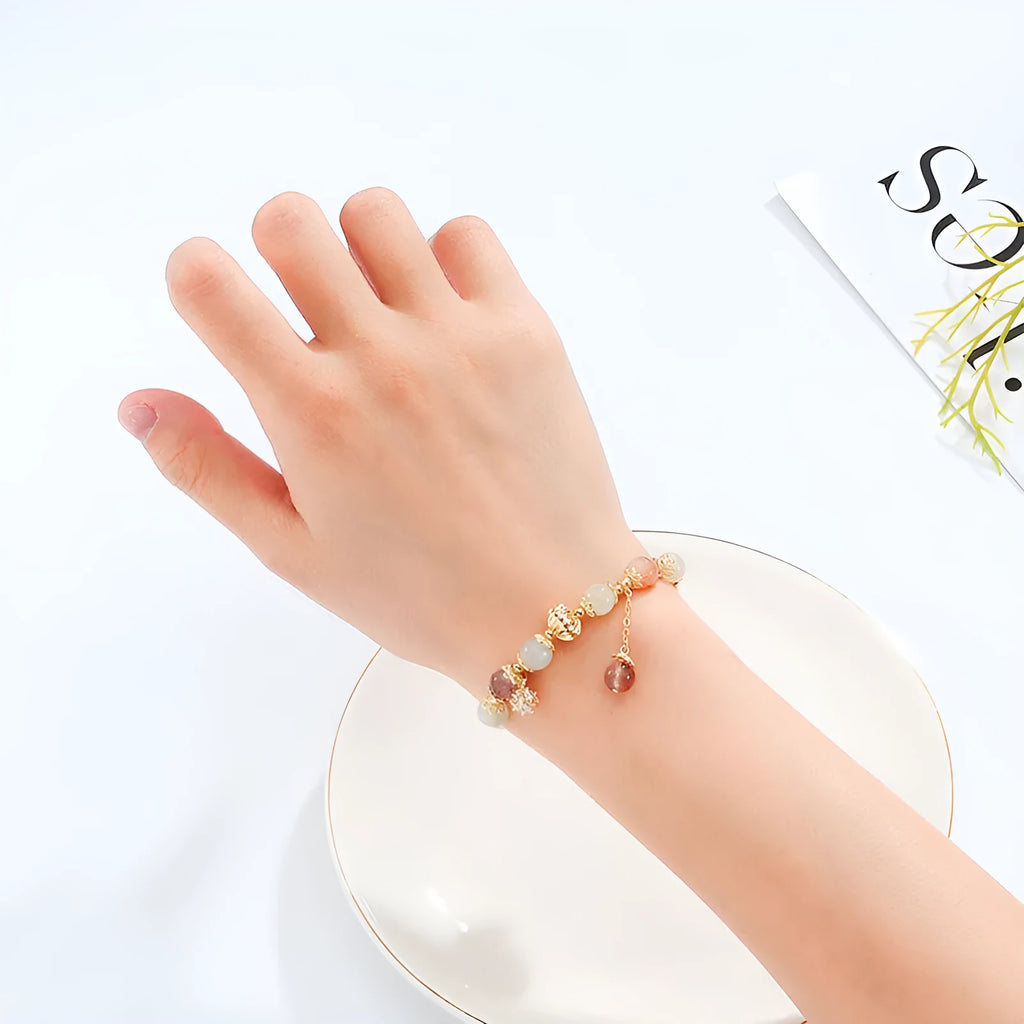 Colour hair crystal flower-shaped bracelet with copper tube and fringed zircon for women