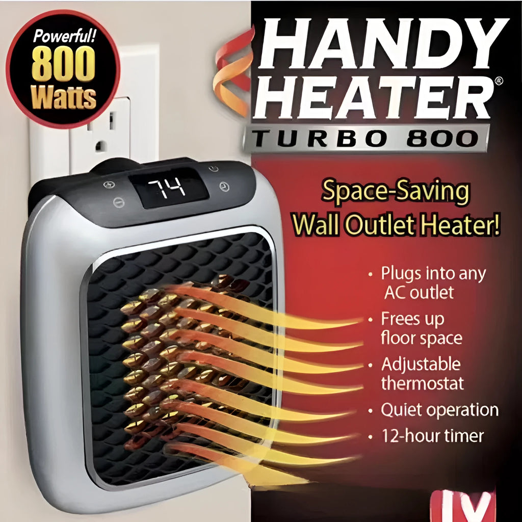 Mini wall-mounted PTC fan heater in grey, green, or blue, 800W, for rooms 11-20 sq m