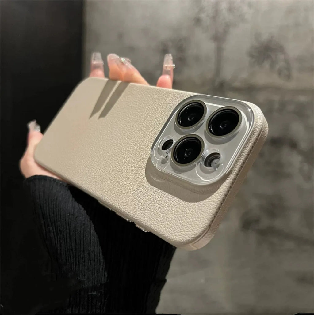 Solid colour frosted litchi leather crystal phone case for Apple iPhone with shockproof anti-fall protection
