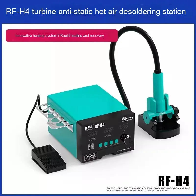 RF4H2 digital display hot air gun with three nozzle attachments and sleep handle rack