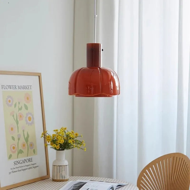 Medieval glass bud chandelier pendant light in retro style for dining rooms