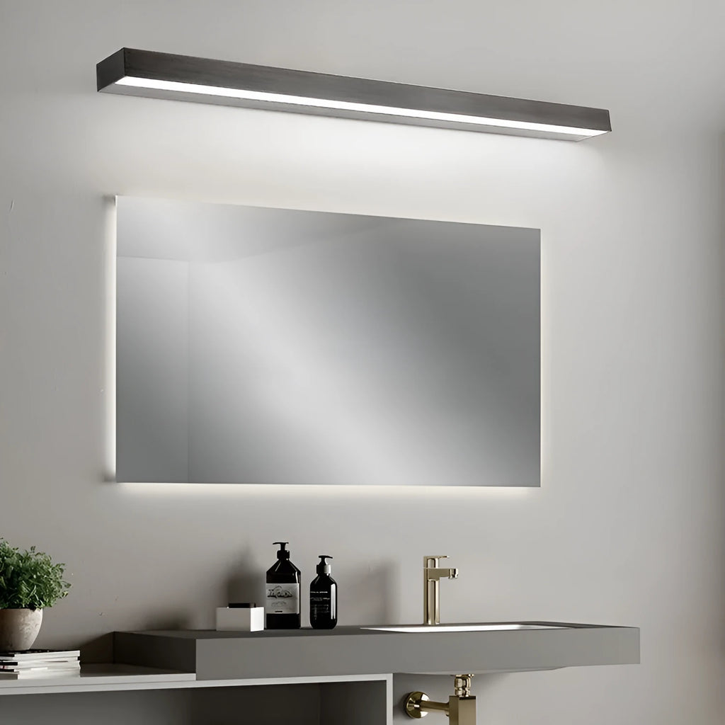 Punch-free bathroom mirror wall lamp in black or brushed silver, 40-70cm, with white warm or tricolor light