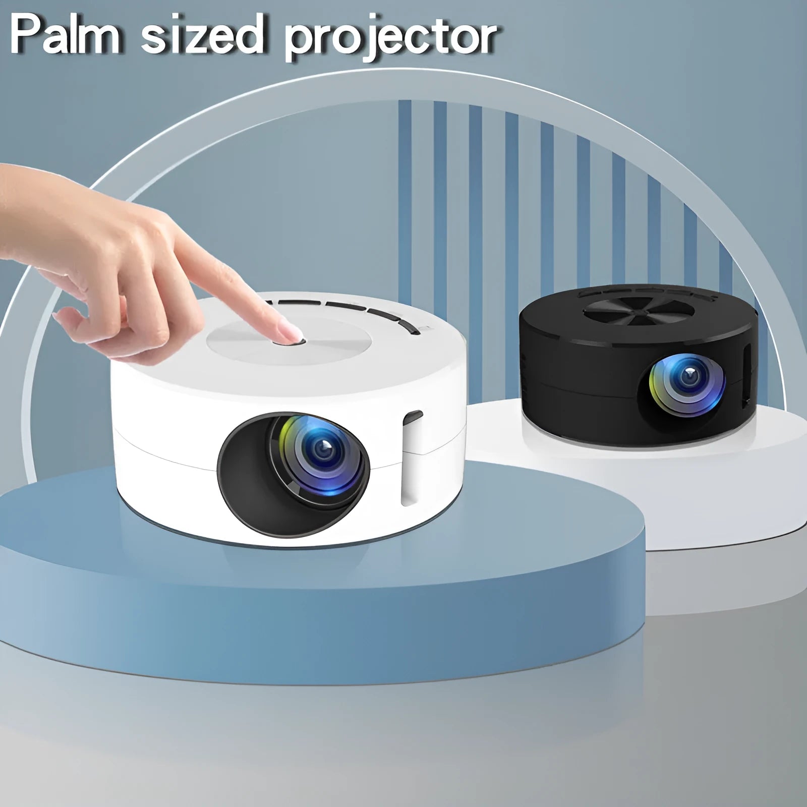 Household portable small wired mobile phone projector in white, 100mm by 47mm