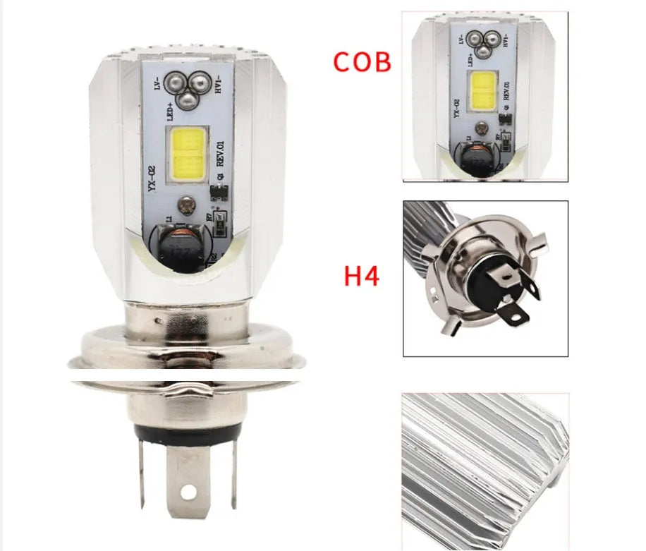 LED high-brightness headlamp with COB 12W chips, aluminium housing, 1200 lumens, 6000K colour temperature