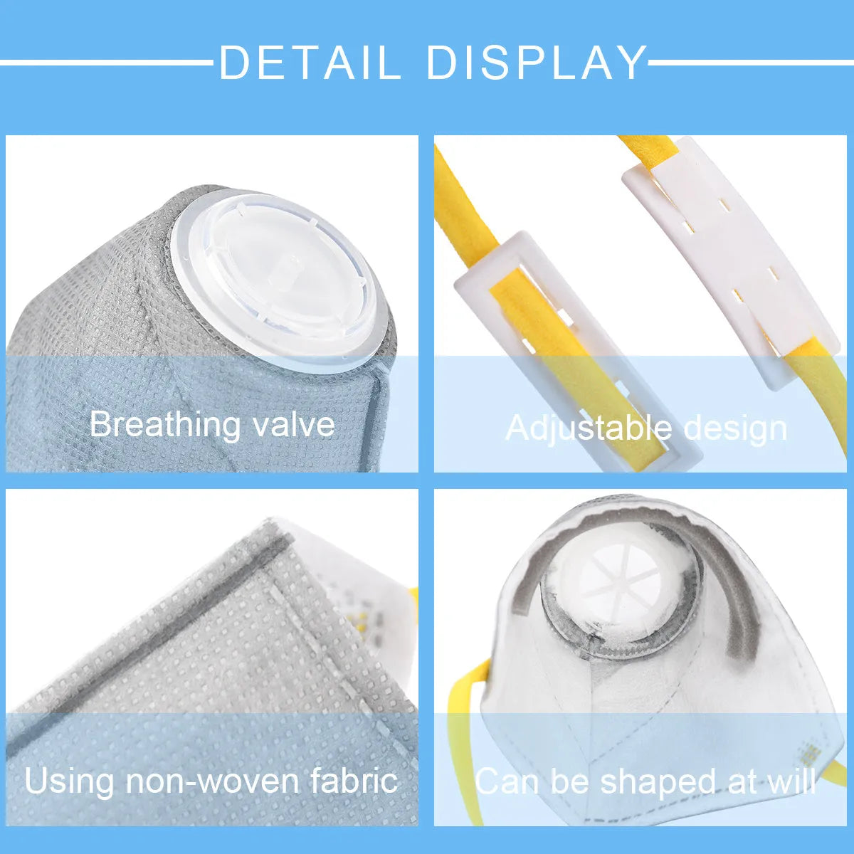 Grey dog anti-fog haze mask with soft cotton mouth cover and Velcro strap for respiratory protection
