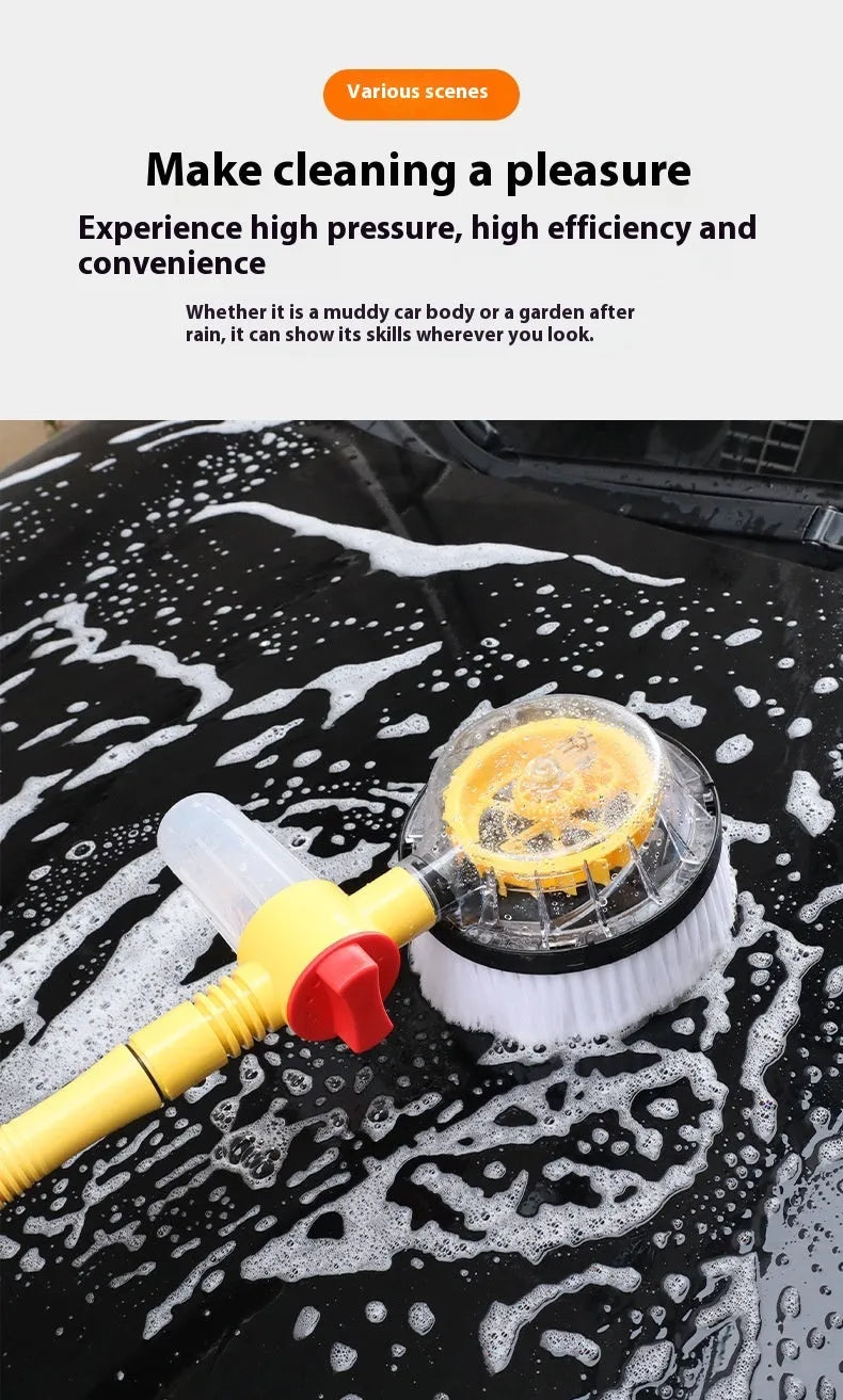 Yellow car wash mop with chenille brush head and three-gear hydraulic control on handle