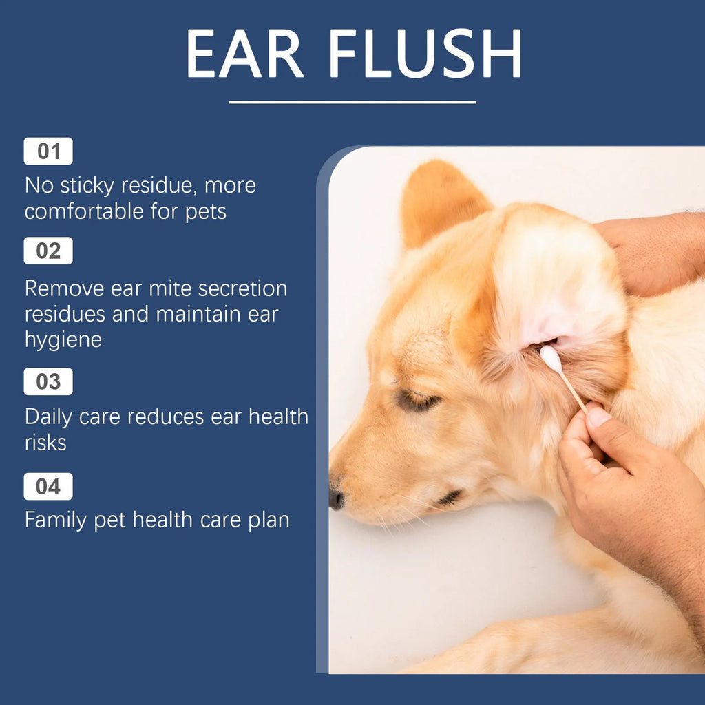 100ml bottle of dog and cat ear cleaner solution for gentle earwax removal.