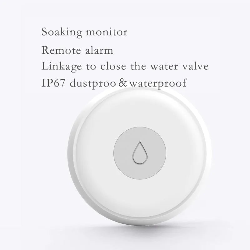 Smart wireless water leak detector with Zigbee technology for mobile app, SMS, and phone call alerts