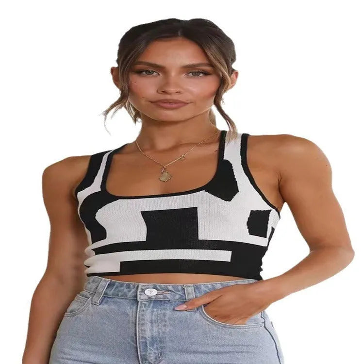 Women's slim fit U collar camisole in polyester fabric, shown in assorted colours.
