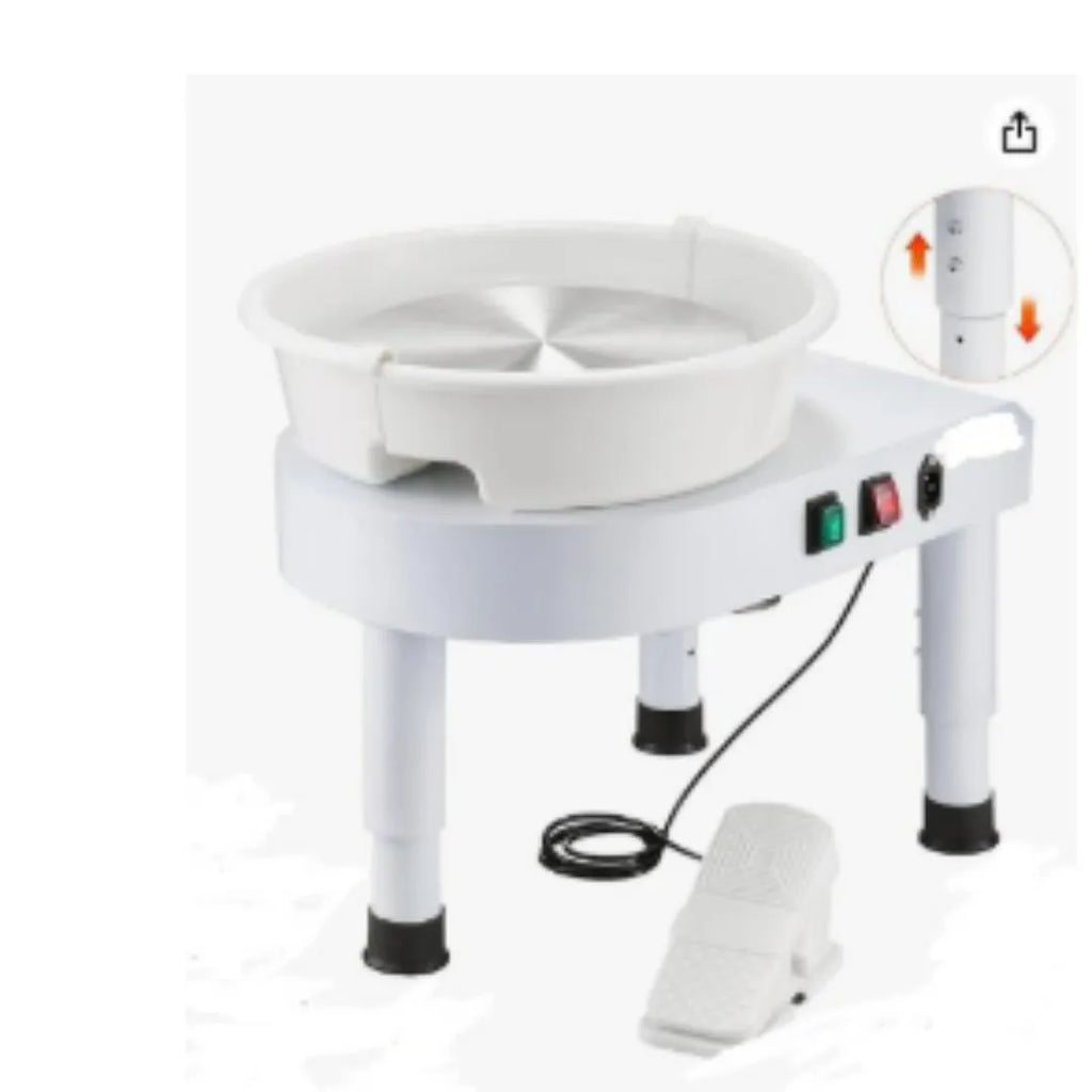 Silent children's clay pottery wheel with 350W triangular foot-mounted speed controller and lifting legs