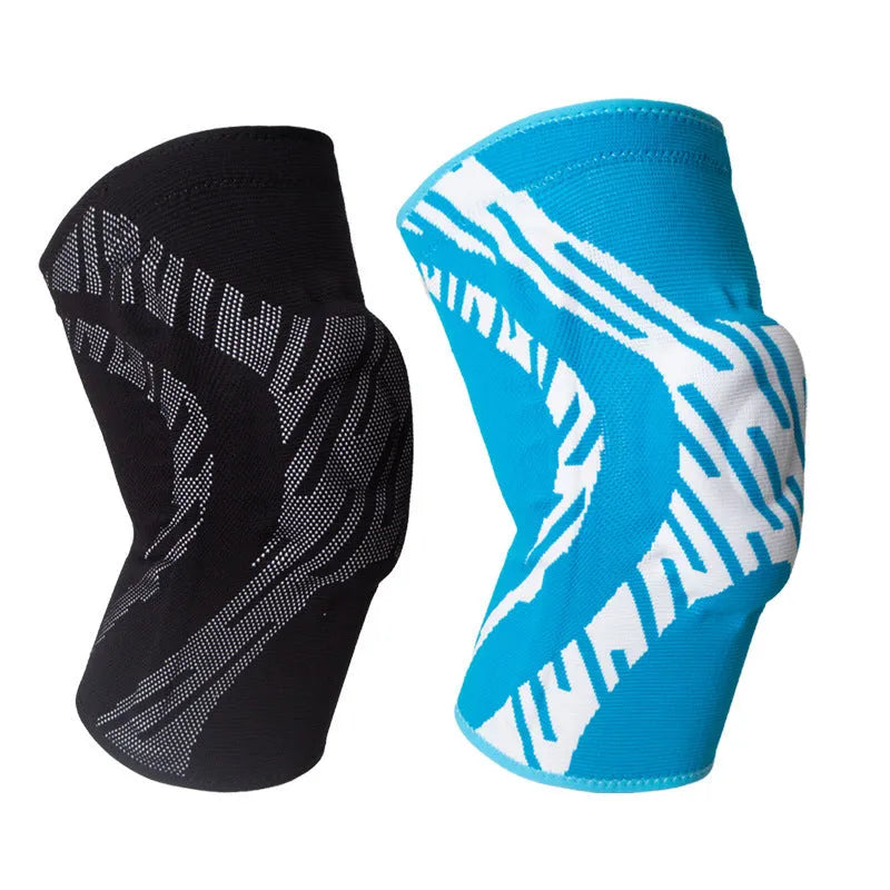 Black and blue basketball knee pads for men with kneecap protection