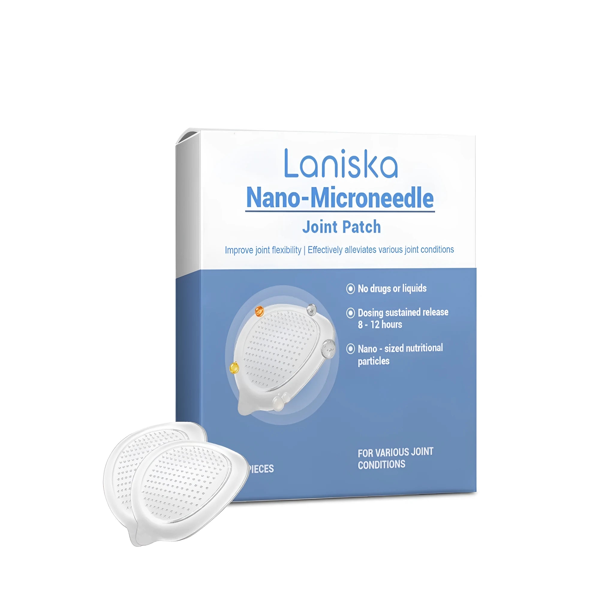 Nano-microneedle joint patch pack containing 4 adhesive patches with botanical extracts