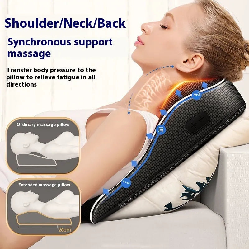 Intelligent multifunctional massage pillow with remote control, hot compress, Argy wormwood and vibration options