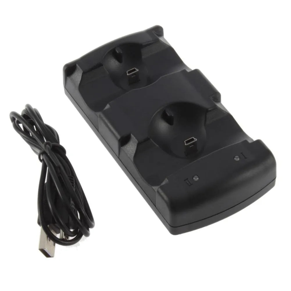 Black PS3 dual controller charging station with USB cable