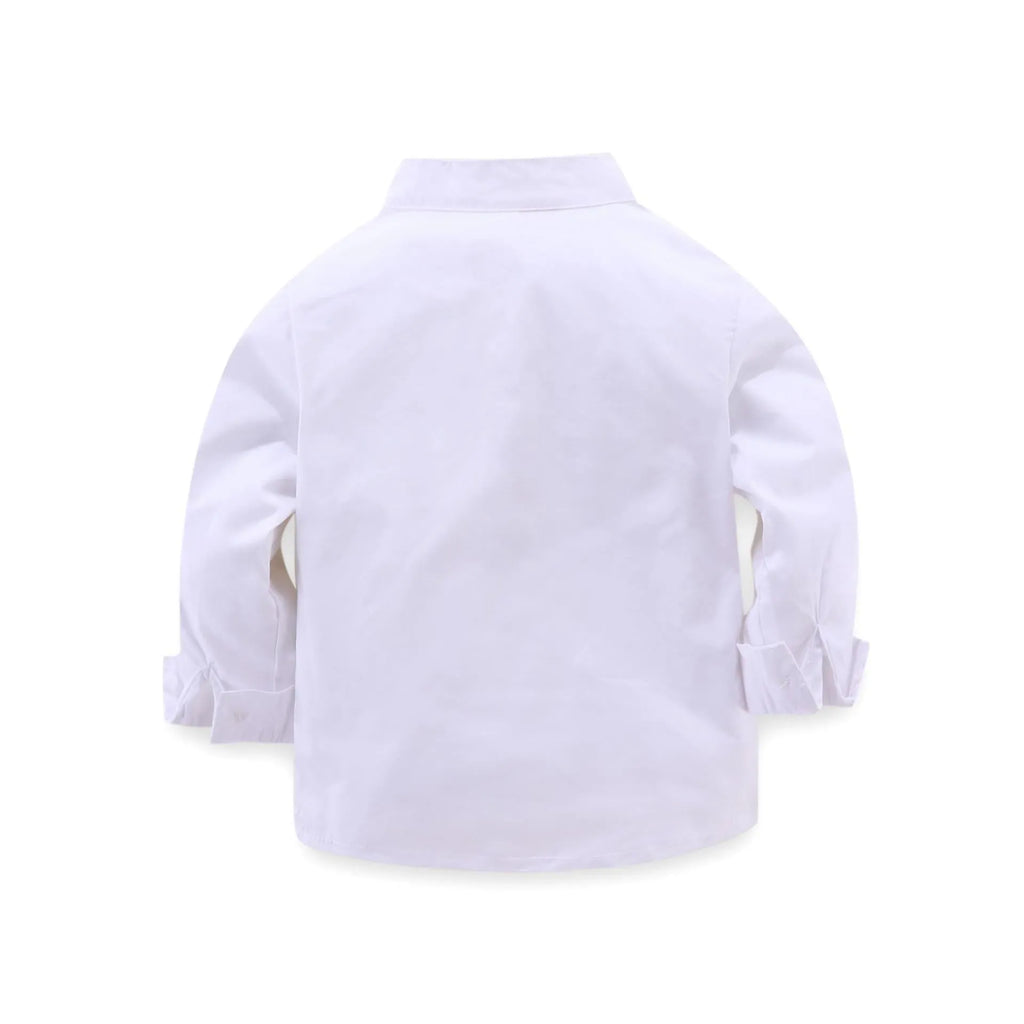 Blue European style boys suit for children, plain design, sizes 90cm to 130cm.