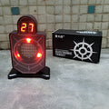 Plastic laser target with light and sound effects, dimensions 9 by 4.7 by 12.8 cm