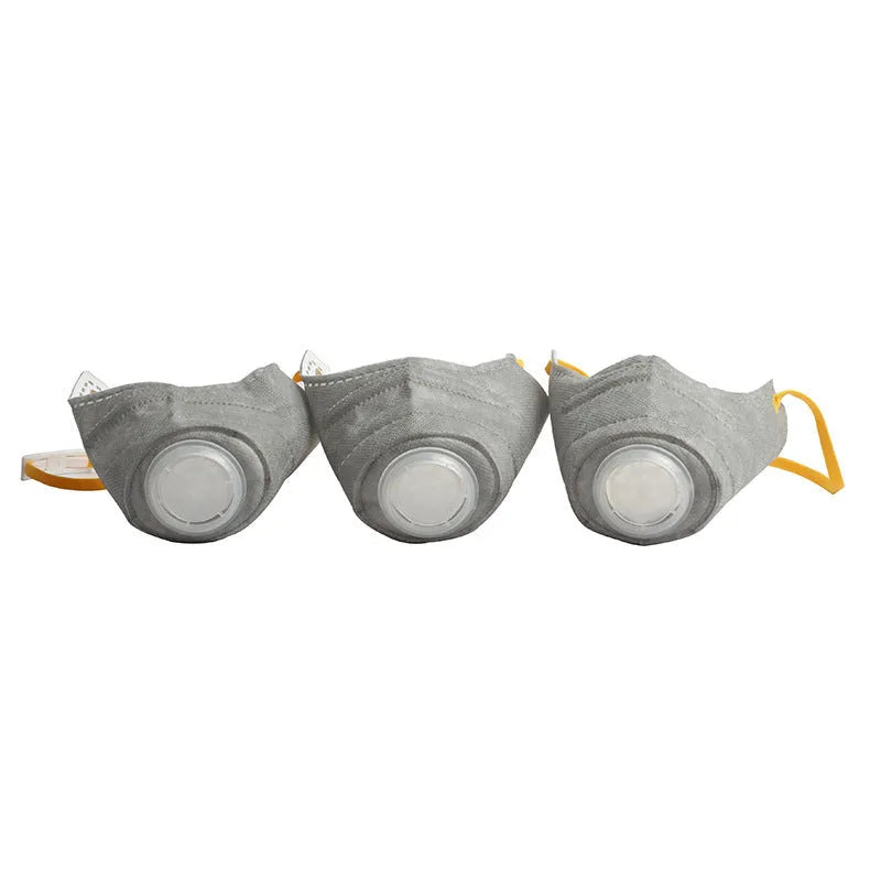 Grey dog anti-fog haze mask with soft cotton mouth cover and Velcro strap for respiratory protection