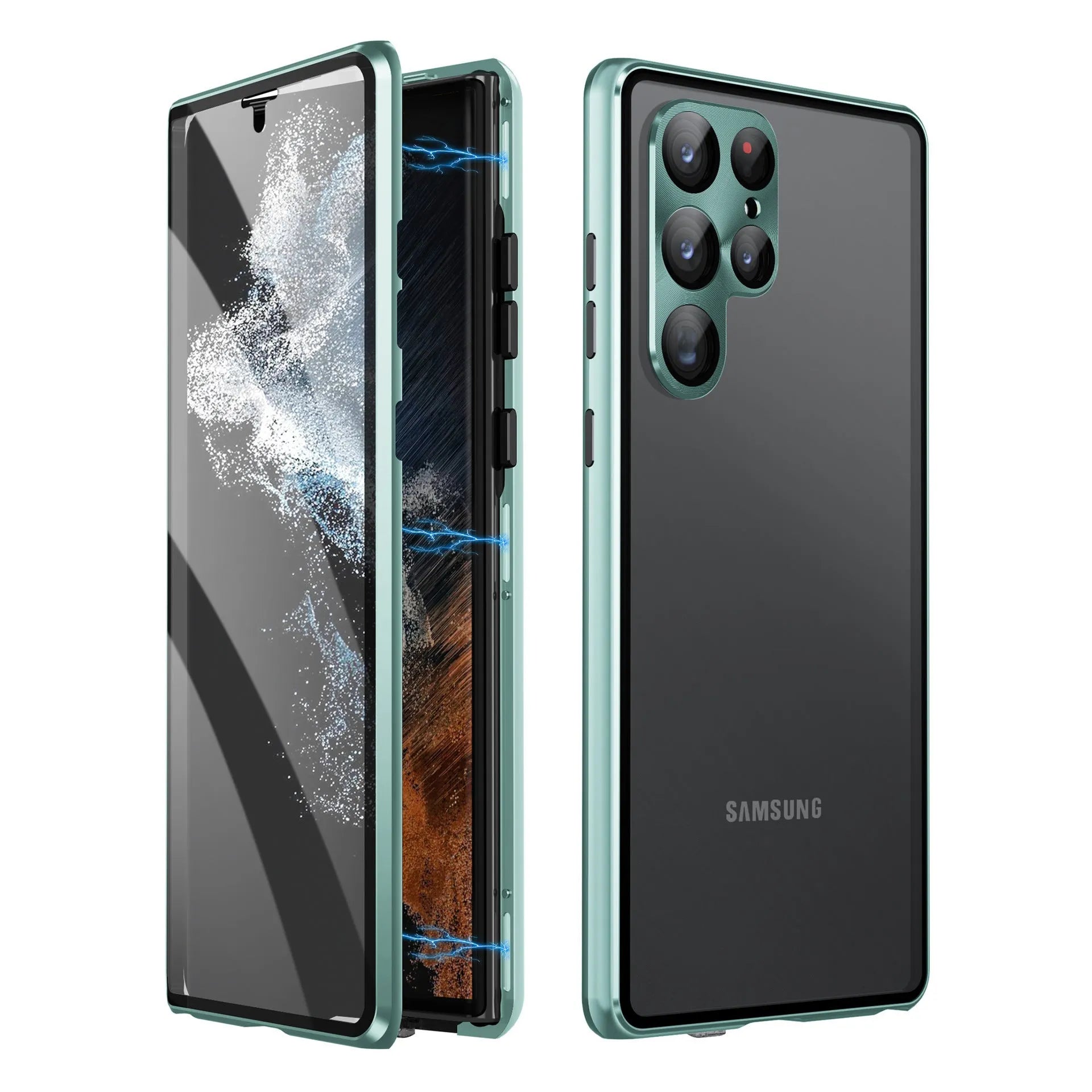 Samsung Galaxy S24 Ultra phone case with a magnetic mirror and metal construction in multiple colour options.