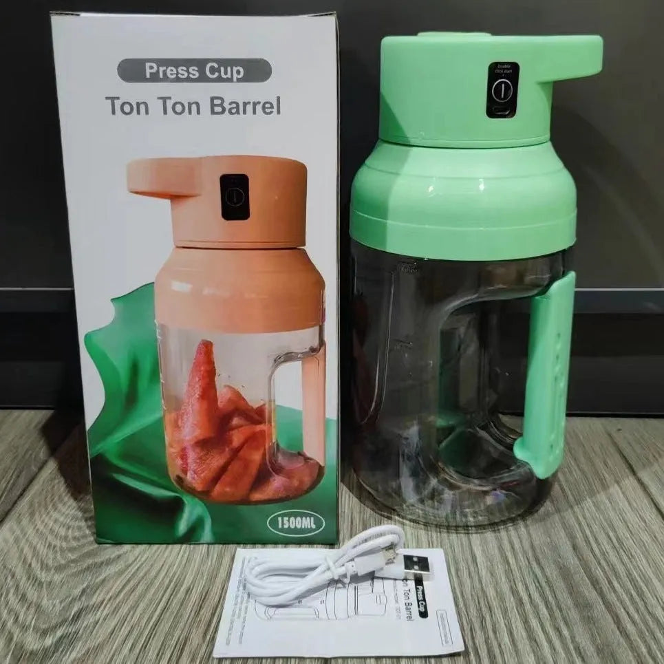 Electric portable juicer with USB charging cable and 1500ml capacity in multiple colour options