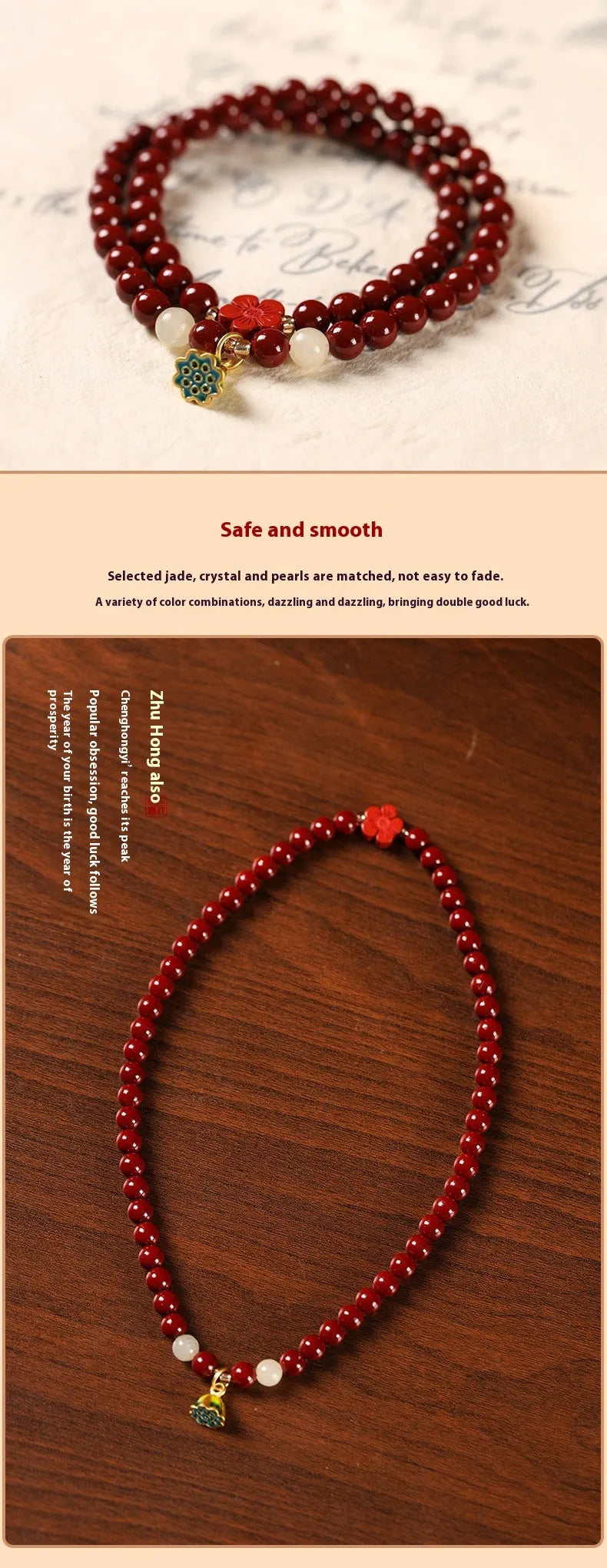 Close-up of a hand-woven double circle bracelet made with purple gold sand beads and a lotus seedpod charm.