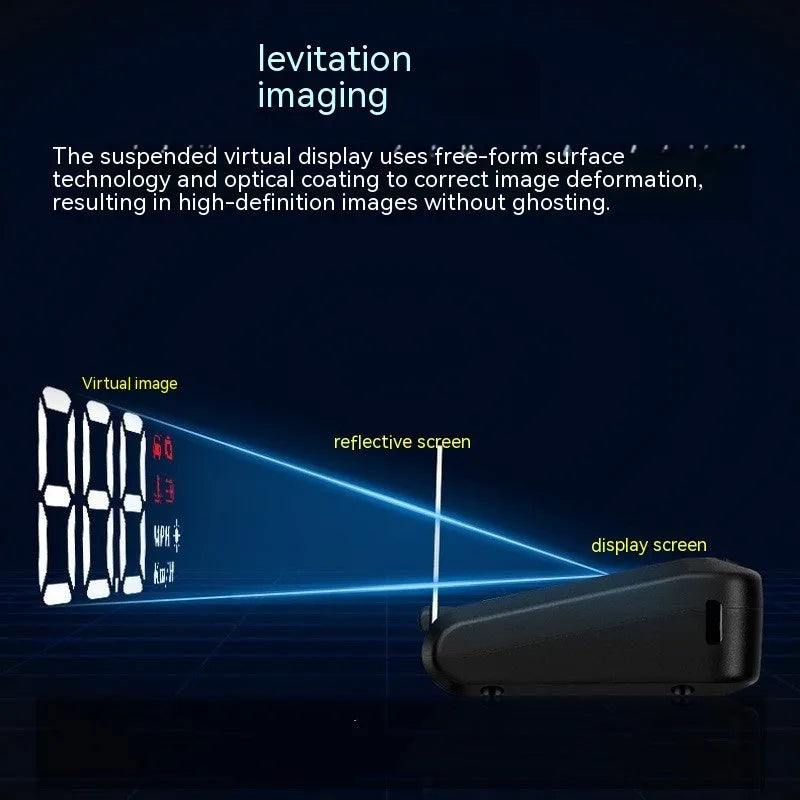 Black car head up display projector with OBD connection and 2 inch screen