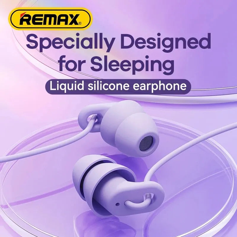 Remax Soft Sleep Earphones in black with silicone earbuds and 1.2m cable