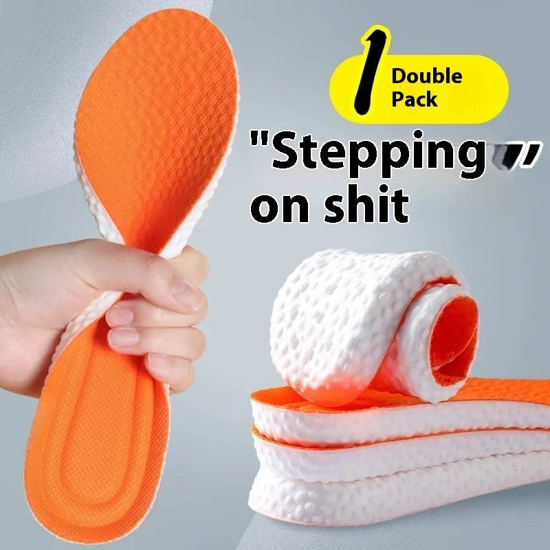 Breathable PU sports insoles in grey, black or orange colours with trimmable design for size customisation