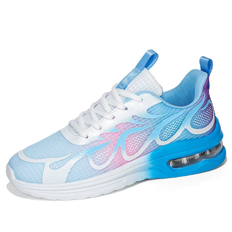 Women's casual mesh sneakers in pink colour with PU sole showing size tag