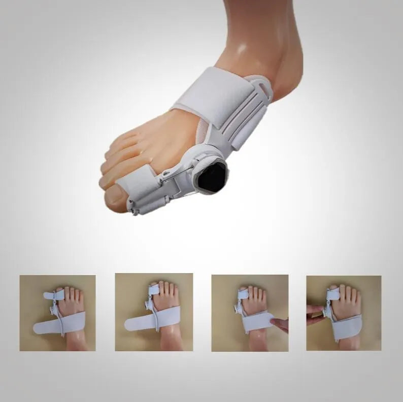 Mechanical adjustable ABS hallux valgus corrector with toe splitter on white background