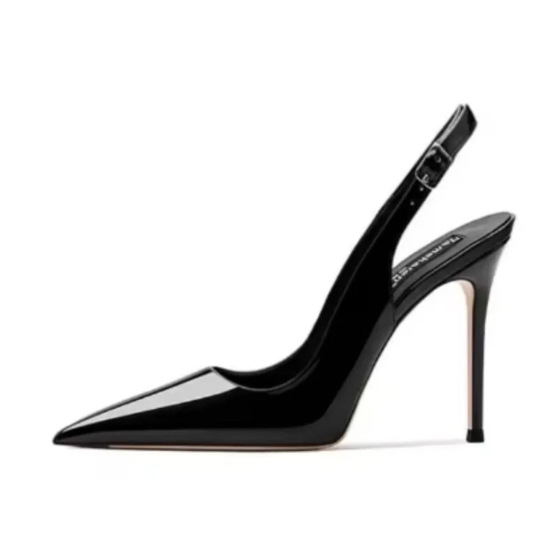 Women's nude high heels with hollow ankle strap and button fastening, 10cm heel