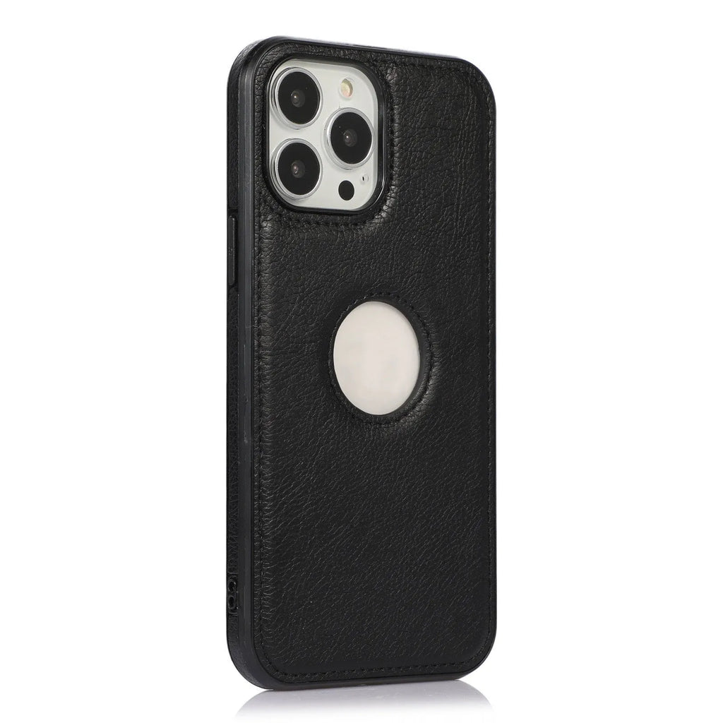 Leather finish back cover phone case for Apple iPhone models, imitation leather protective shell available in black, brown, red, blue for iPhone 6G/6S, 7/8G, SE2/SE3, 11, 12, 13, 14 series and more