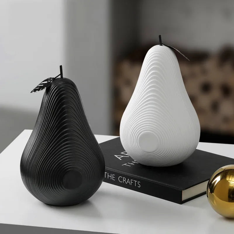 Resin decorative fruit crafts in apple and pear shapes with glossy finish in multiple colours
