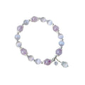 Opal amethyst coloured moon-shaped crystal bracelet for women, manually crafted.
