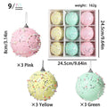 Set of colourful Christmas macaron ball foam pendants in 6cm and 8cm sizes