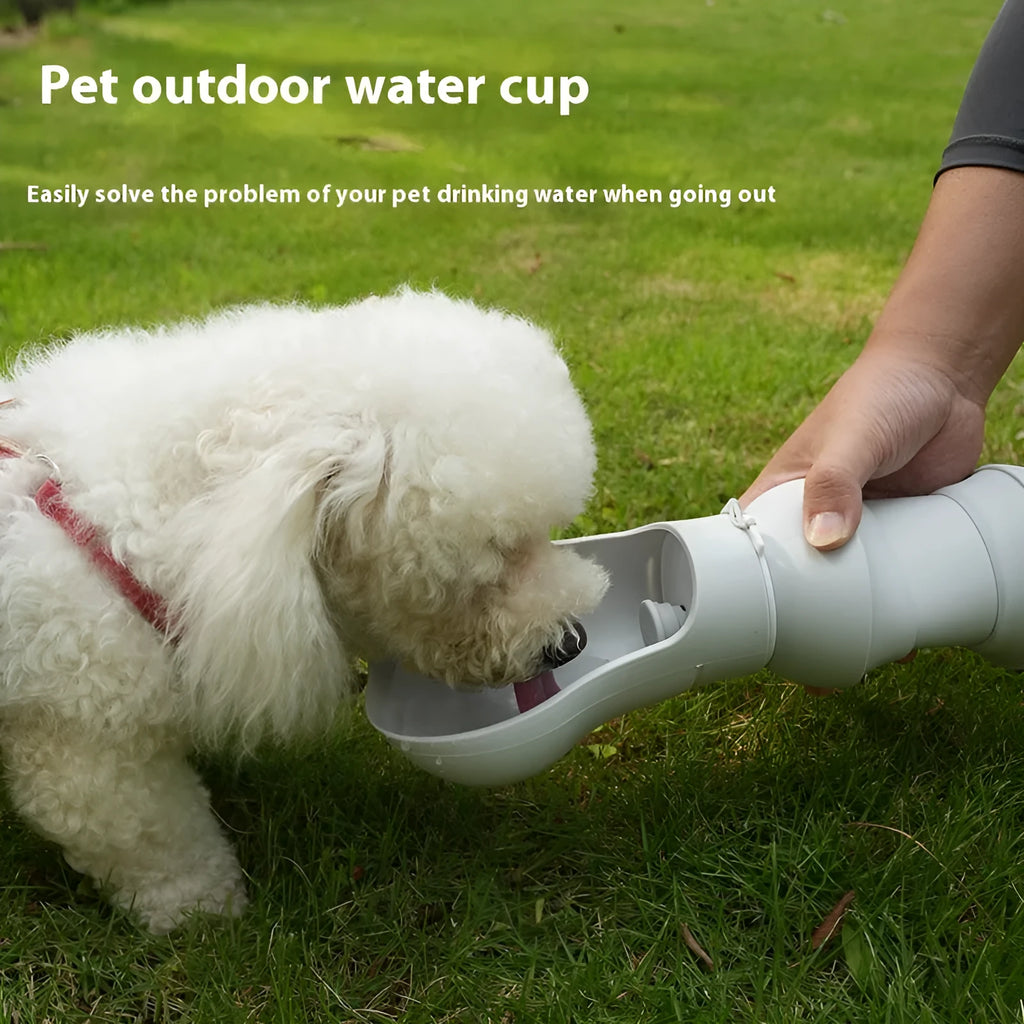 Silicone pet folding drinking cup collapsed and expanded for portable outdoor use with dogs or cats