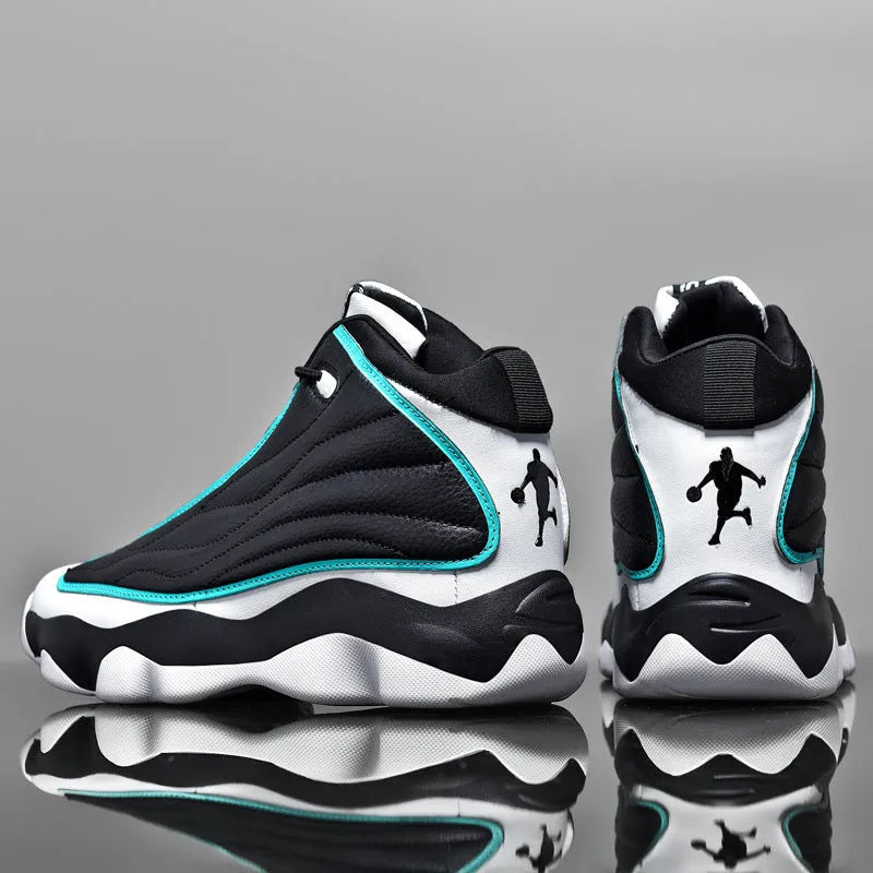 Casual basketball shoes with mesh upper, thick rubber sole, and high-top design in AJ13 colour options