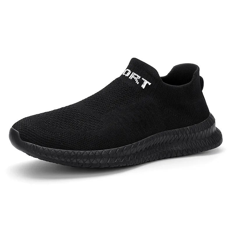 Men's lightweight low-top hiking shoes in flyknit material, shown in a solid colour.