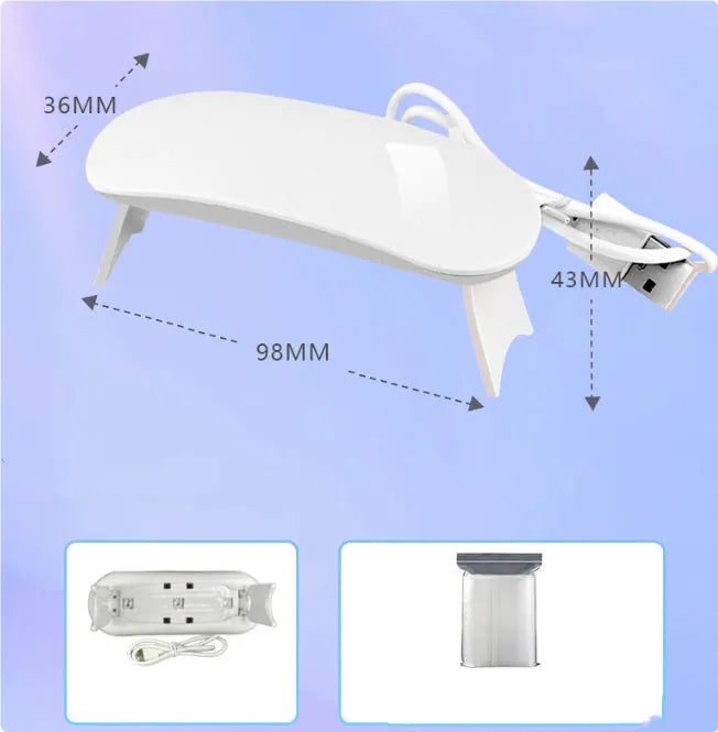 LED nail light therapy machine USB portable 6W pink white compact ABS