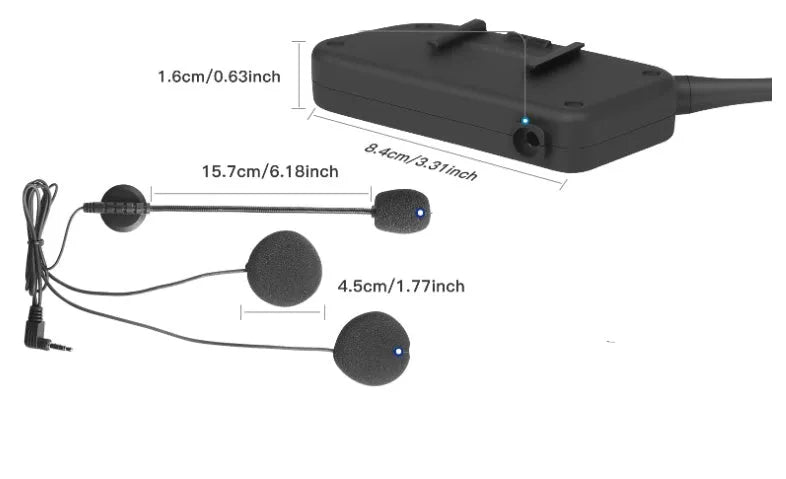 V6 Pro motorcycle helmet Bluetooth intercom unit with mounting clip and accessories